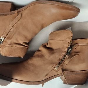 Sam Edelman soft waterproof suede 2 sided zipper solid chunk heel bootie